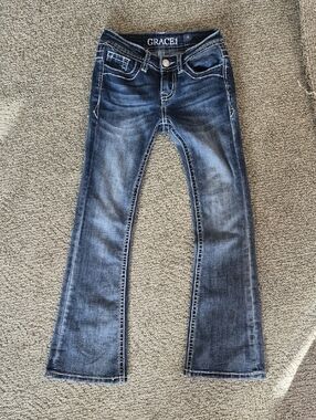 Grace Girls Medium Wash Flare Jeans - Blue